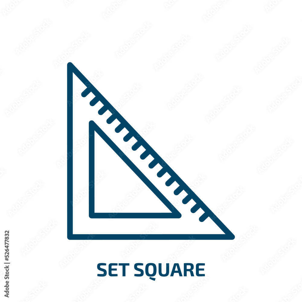 set square icon from education collection. Thin linear set square, square, button outline icon isolated on white background. Line vector set square sign, symbol for web and mobile set square icon from education collection. Thin linear set square, square, button outline icon isolated on white background. Line vector set square sign, symbol for web and mobile