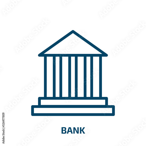 bank symbol icon from education collection. Thin linear bank symbol, bank, business outline icon isolated on white background. Line vector bank symbol sign, symbol for web and mobile