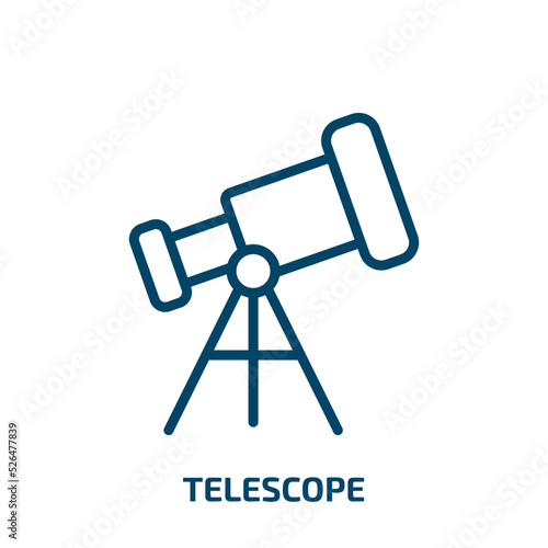 telescope icon from education collection. Thin linear telescope, science, school outline icon isolated on white background. Line vector telescope sign, symbol for web and mobile