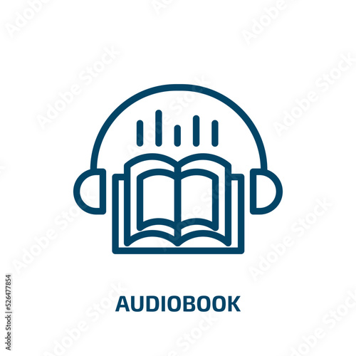 audiobook icon from education collection. Thin linear audiobook, school, book outline icon isolated on white background. Line vector audiobook sign, symbol for web and mobile