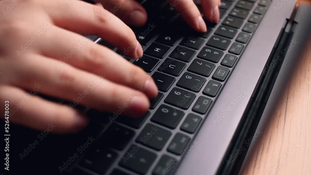 Woman hands close up typing text on laptop. Woman hands close up typing text on laptop.
