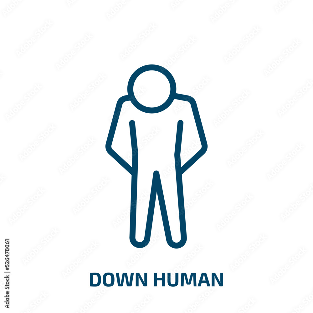Fototapeta premium down human icon from feelings collection. Thin linear down human, down, people outline icon isolated on white background. Line vector down human sign, symbol for web and mobile