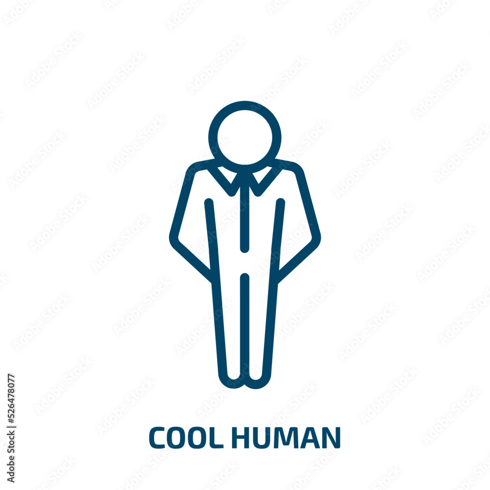 cool human icon from feelings collection. Thin linear cool human, human, business outline icon isolated on white background. Line vector cool human sign, symbol for web and mobile