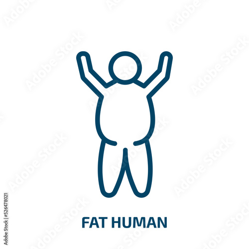 fat human icon from feelings collection. Thin linear fat human, fat, human outline icon isolated on white background. Line vector fat human sign, symbol for web and mobile