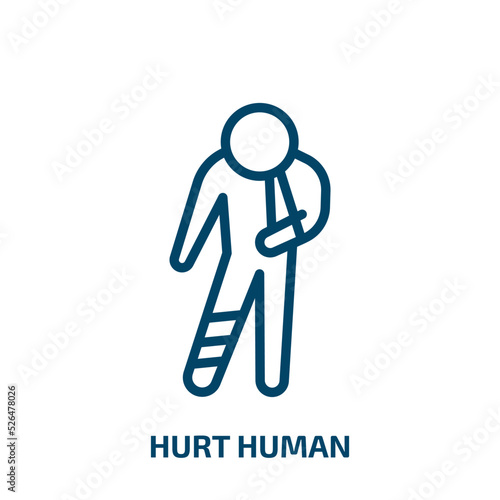 hurt human icon from feelings collection. Thin linear hurt human, hurt, care outline icon isolated on white background. Line vector hurt human sign, symbol for web and mobile