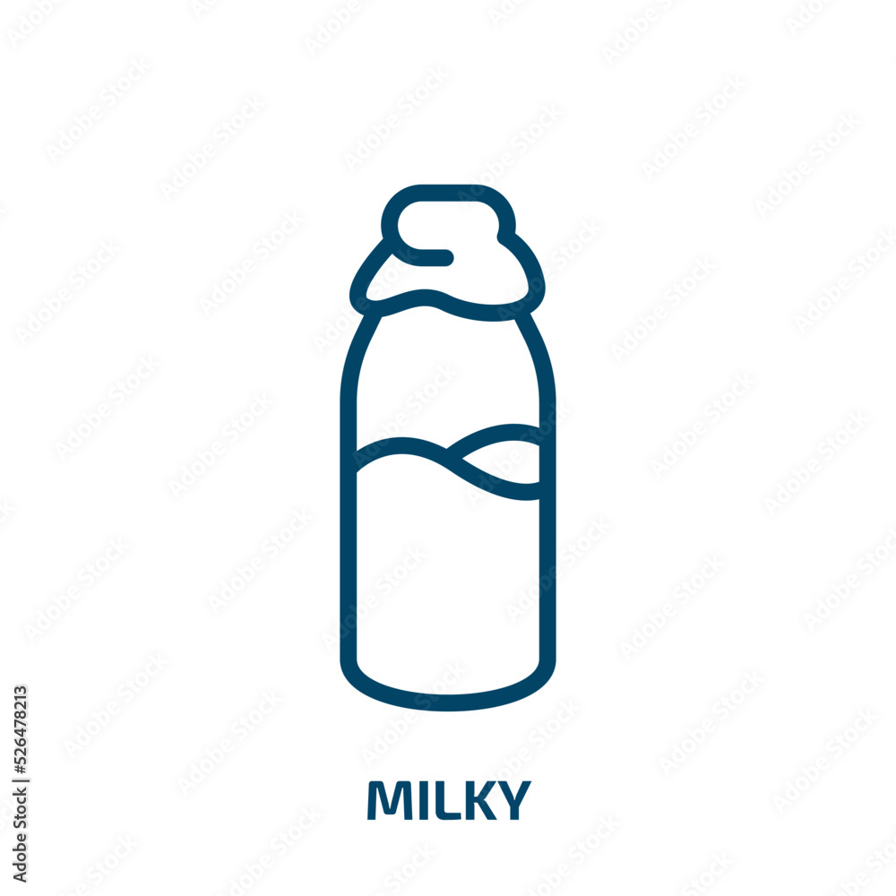 milky icon from food collection. Thin linear milky, natural, milk outline icon isolated on white background. Line vector milky sign, symbol for web and mobile milky icon from food collection. Thin linear milky, natural, milk outline icon isolated on white background. Line vector milky sign, symbol for web and mobile