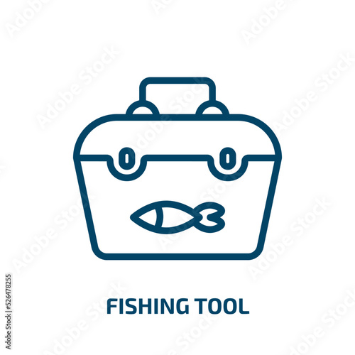 fishing tool icon from food collection. Thin linear fishing tool, fishing, tool outline icon isolated on white background. Line vector fishing tool sign, symbol for web and mobile
