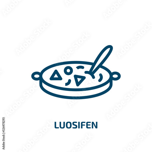 luosifen icon from food collection. Thin linear luosifen, omelette, guotie outline icon isolated on white background. Line vector luosifen sign, symbol for web and mobile