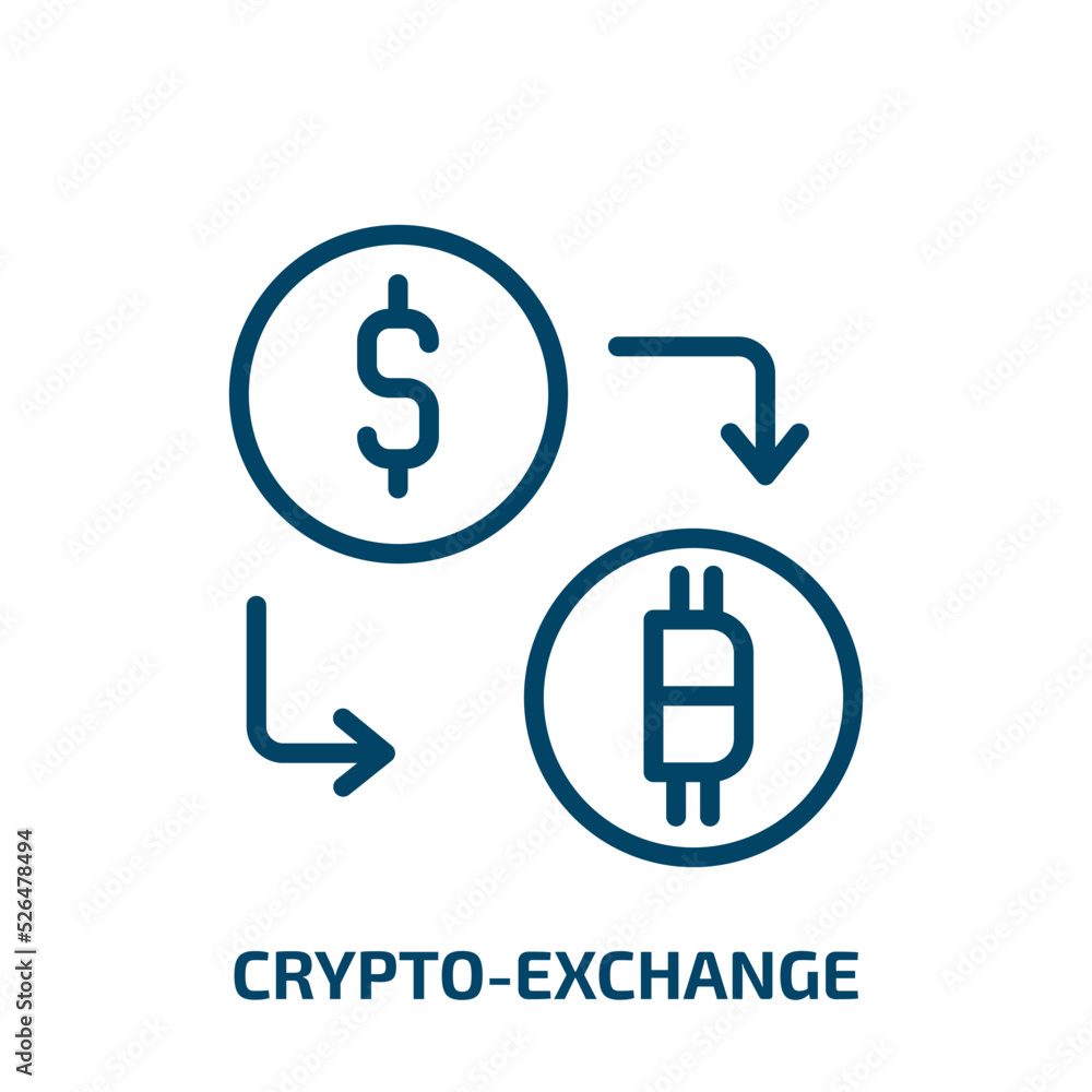crypto-exchange icon from general collection. Thin linear crypto-exchange, exchange, coin outline icon isolated on white background. Line vector crypto-exchange sign, symbol for web and mobile crypto-exchange icon from general collection. Thin linear crypto-exchange, exchange, coin outline icon isolated on white background. Line vector crypto-exchange sign, symbol for web and mobile