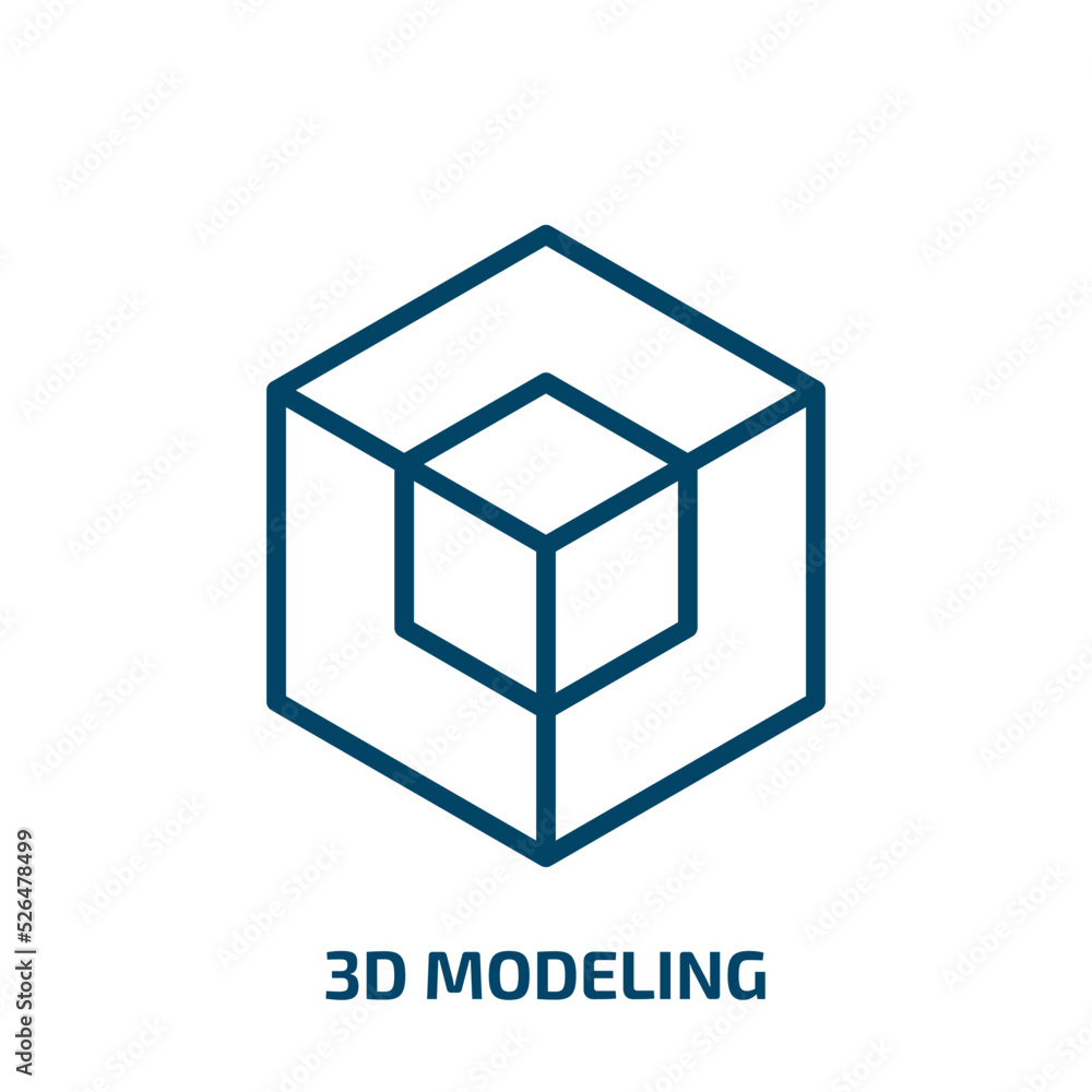 3d modeling icon from general collection. Thin linear 3d modeling, model, circle outline icon isolated on white background. Line vector 3d modeling sign, symbol for web and mobile 3d modeling icon from general collection. Thin linear 3d modeling, model, circle outline icon isolated on white background. Line vector 3d modeling sign, symbol for web and mobile
