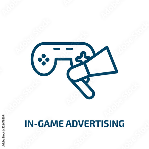 in-game advertising icon from general collection. Thin linear in-game advertising, game, advertising outline icon isolated on white background. Line vector in-game advertising sign, symbol for web and