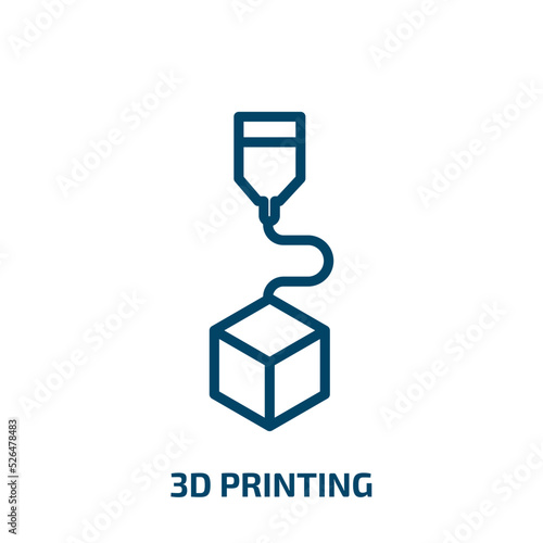 3d printing icon from general collection. Thin linear 3d printing, printer, technology outline icon isolated on white background. Line vector 3d printing sign, symbol for web and mobile