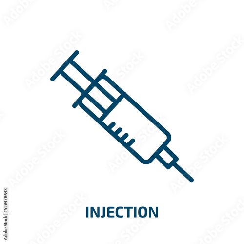 injection icon from health and medical collection. Thin linear injection, medicine, treatment outline icon isolated on white background. Line vector injection sign, symbol for web and mobile