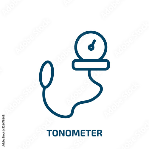 tonometer icon from health and medical collection. Thin linear tonometer, cardiology, hospital outline icon isolated on white background. Line vector tonometer sign, symbol for web and mobile