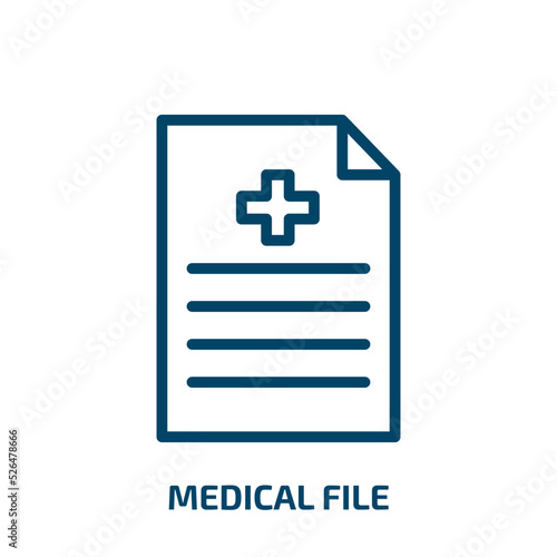 medical file icon from health and medical collection. Thin linear medical file, medical, medicine outline icon isolated on white background. Line vector medical file sign, symbol for web and mobile © Farahim