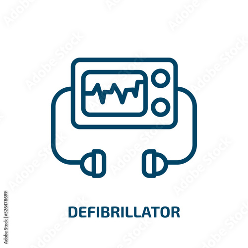 defibrillator icon from health and medical collection. Thin linear defibrillator, emergency, shock outline icon isolated on white background. Line vector defibrillator sign, symbol for web and mobile