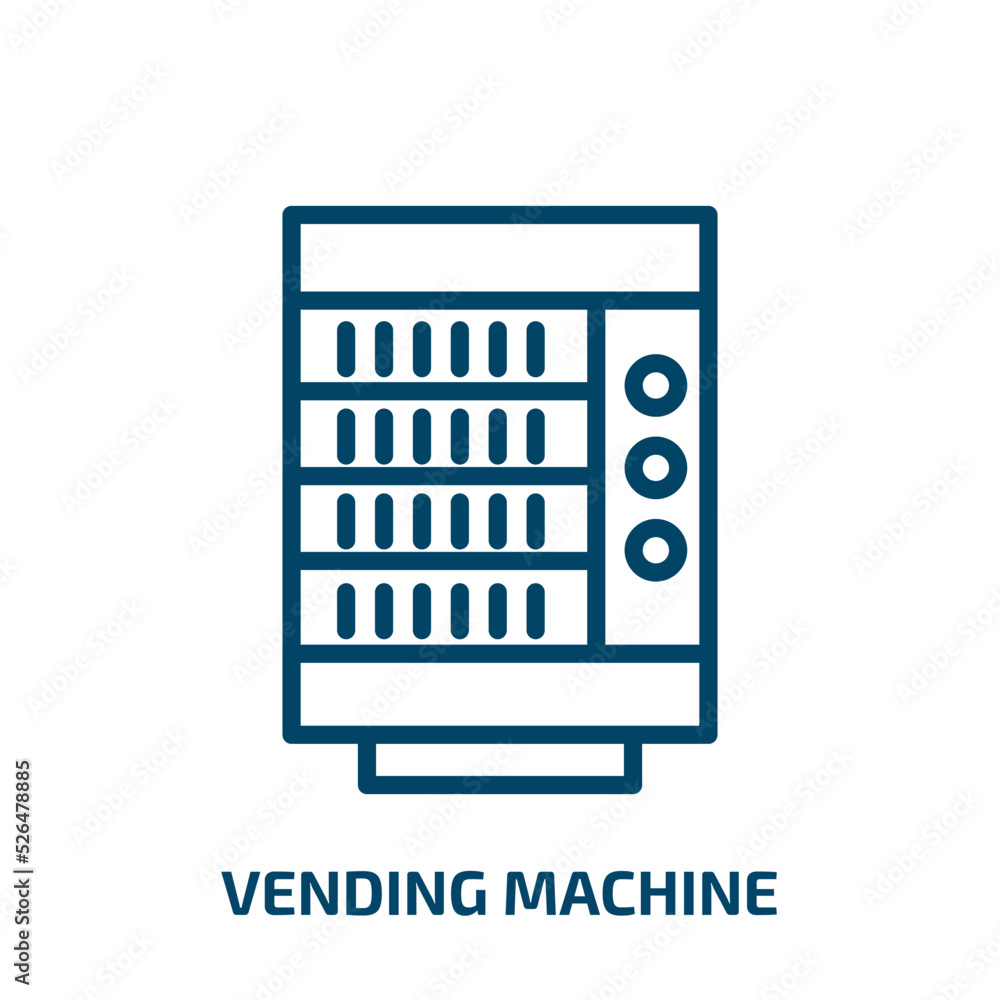 vending machine icon from hotel and restaurant collection. Thin linear vending machine, vending, snack outline icon isolated on white background. Line vector vending machine sign, symbol for web and vending machine icon from hotel and restaurant collection. Thin linear vending machine, vending, snack outline icon isolated on white background. Line vector vending machine sign, symbol for web and