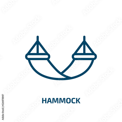 hammock icon from hotel and restaurant collection. Thin linear hammock, travel, holiday outline icon isolated on white background. Line vector hammock sign, symbol for web and mobile