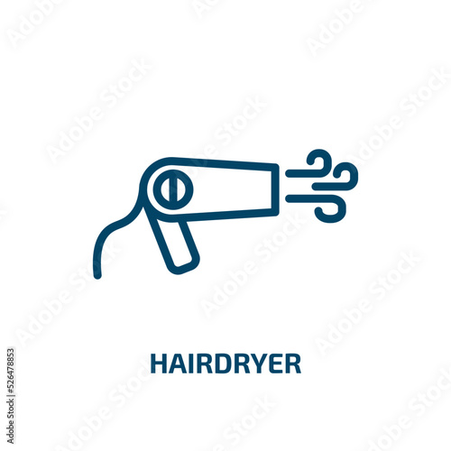 hairdryer icon from hotel and restaurant collection. Thin linear hairdryer, hair, tool outline icon isolated on white background. Line vector hairdryer sign, symbol for web and mobile