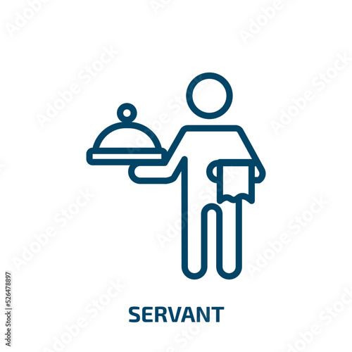 servant icon from hotel and restaurant collection. Thin linear servant, business, cartoon outline icon isolated on white background. Line vector servant sign, symbol for web and mobile