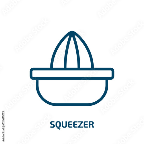 squeezer icon from kitchen collection. Thin linear squeezer, juicer, utensil outline icon isolated on white background. Line vector squeezer sign, symbol for web and mobile