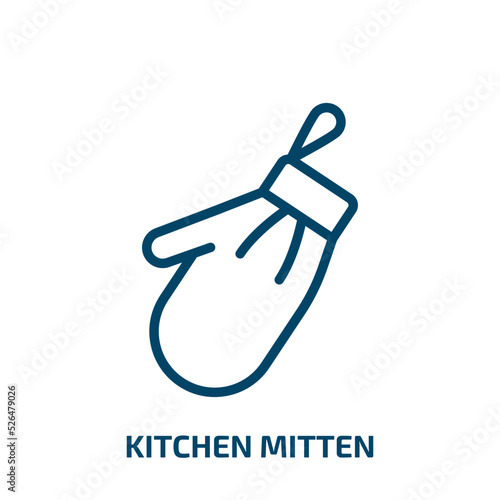 kitchen mitten icon from kitchen collection. Thin linear kitchen mitten, mitten, kitchenware outline icon isolated on white background. Line vector kitchen mitten sign, symbol for web and mobile