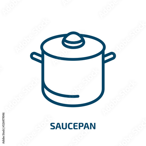 saucepan icon from kitchen collection. Thin linear saucepan, food, cooking outline icon isolated on white background. Line vector saucepan sign, symbol for web and mobile