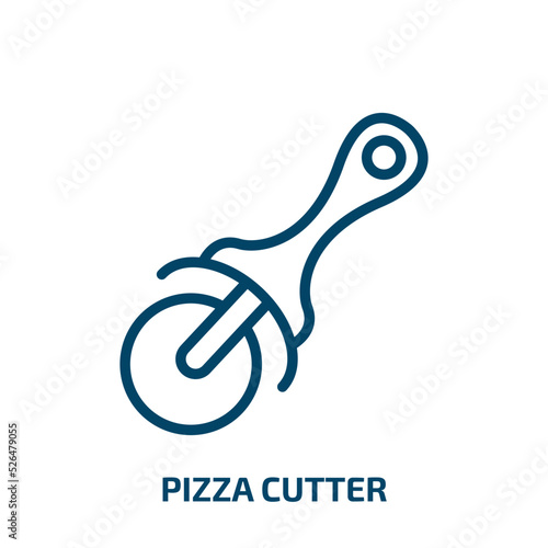 pizza cutter icon from kitchen collection. Thin linear pizza cutter, pizza, utensil outline icon isolated on white background. Line vector pizza cutter sign, symbol for web and mobile