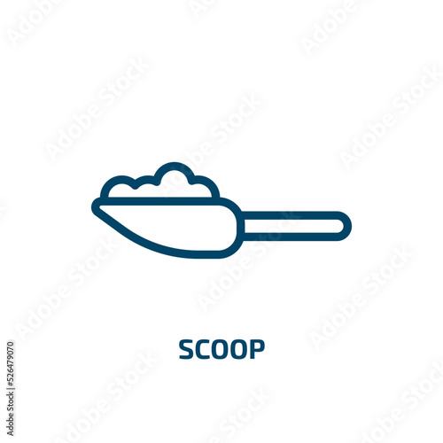 scoop icon from kitchen collection. Thin linear scoop, cream, food outline icon isolated on white background. Line vector scoop sign, symbol for web and mobile
