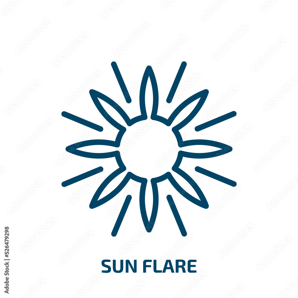 sun flare icon from nature collection. Thin linear sun flare, flare, bright outline icon isolated on white background. Line vector sun flare sign, symbol for web and mobile sun flare icon from nature collection. Thin linear sun flare, flare, bright outline icon isolated on white background. Line vector sun flare sign, symbol for web and mobile