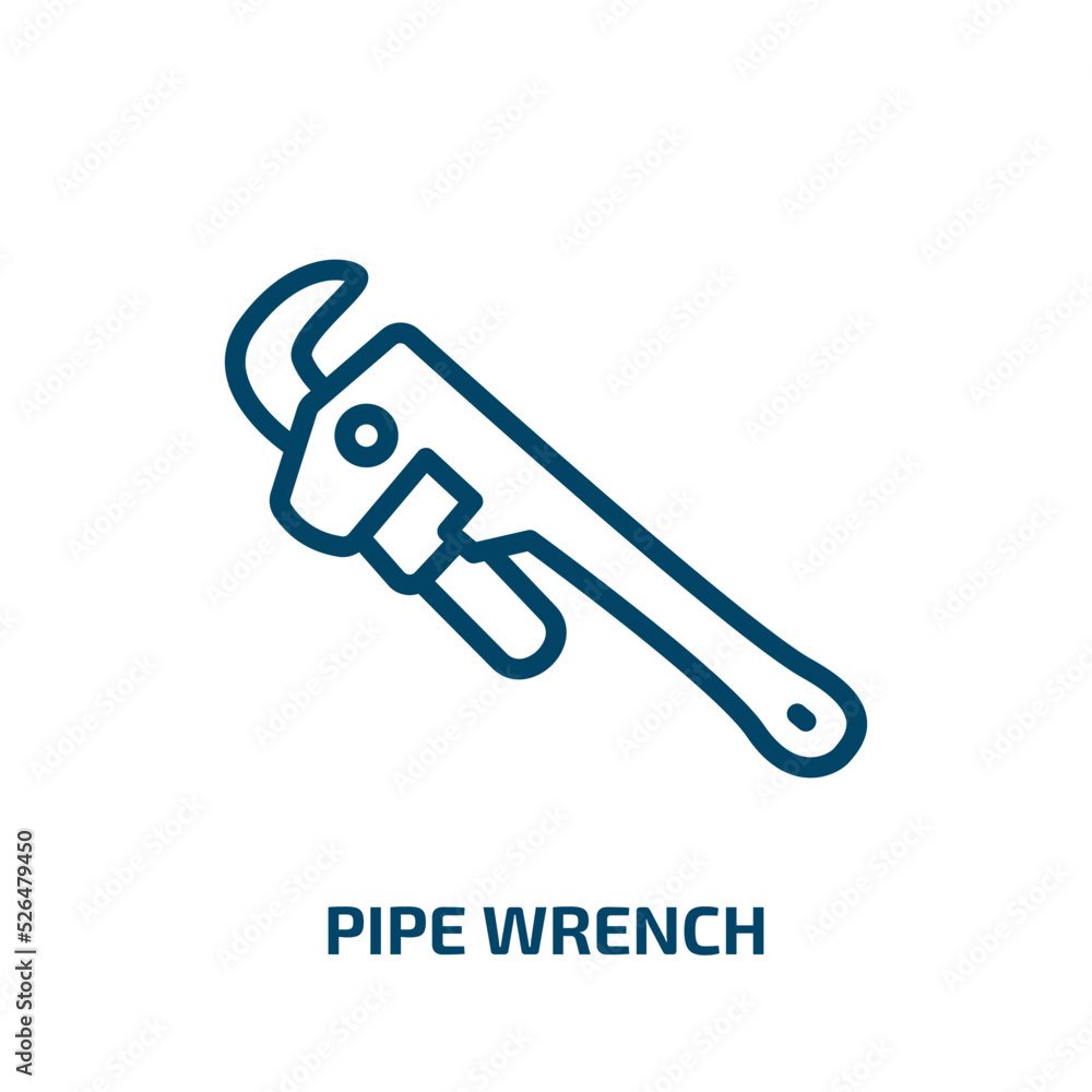 pipe wrench icon from other collection. Thin linear pipe wrench, equipment, wrench outline icon isolated on white background. Line vector pipe wrench sign, symbol for web and mobile pipe wrench icon from other collection. Thin linear pipe wrench, equipment, wrench outline icon isolated on white background. Line vector pipe wrench sign, symbol for web and mobile