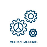 mechanical gears icon from other collection. Thin linear mechanical gears, gear, technology outline icon isolated on white background. Line vector mechanical gears sign, symbol for web and mobile
