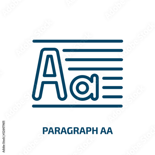 paragraph aa icon from other collection. Thin linear paragraph aa, business, document outline icon isolated on white background. Line vector paragraph aa sign, symbol for web and mobile