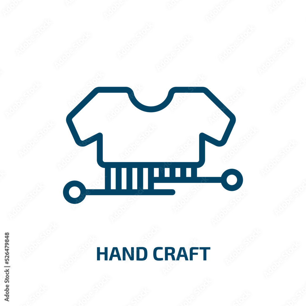 hand craft icon from sew collection. Thin linear hand craft, hand, emblem outline icon isolated on white background. Line vector hand craft sign, symbol for web and mobile hand craft icon from sew collection. Thin linear hand craft, hand, emblem outline icon isolated on white background. Line vector hand craft sign, symbol for web and mobile