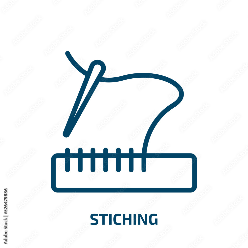 Fototapeta premium stiching icon from sew collection. Thin linear stiching, retro, american outline icon isolated on white background. Line vector stiching sign, symbol for web and mobile