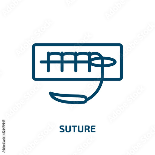 suture icon from sew collection. Thin linear suture, surgery, hospital outline icon isolated on white background. Line vector suture sign, symbol for web and mobile
