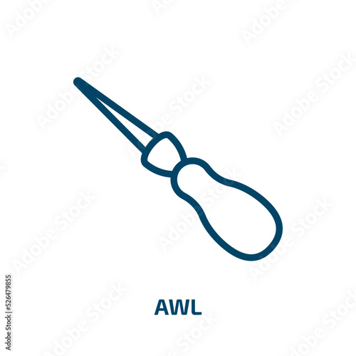awl icon from sew collection. Thin linear awl, equipment, tool outline icon isolated on white background. Line vector awl sign, symbol for web and mobile