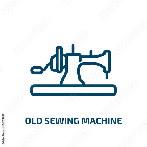 old sewing machine icon from sew collection. Thin linear old sewing machine, craft, old outline icon isolated on white background. Line vector old sewing machine sign, symbol for web and mobile