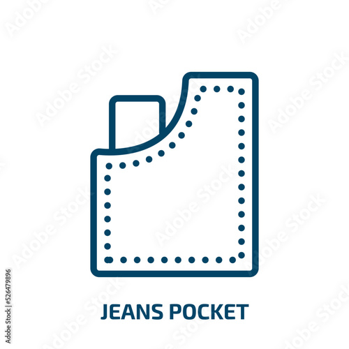 jeans pocket icon from sew collection. Thin linear jeans pocket, jeans, pocket outline icon isolated on white background. Line vector jeans pocket sign, symbol for web and mobile