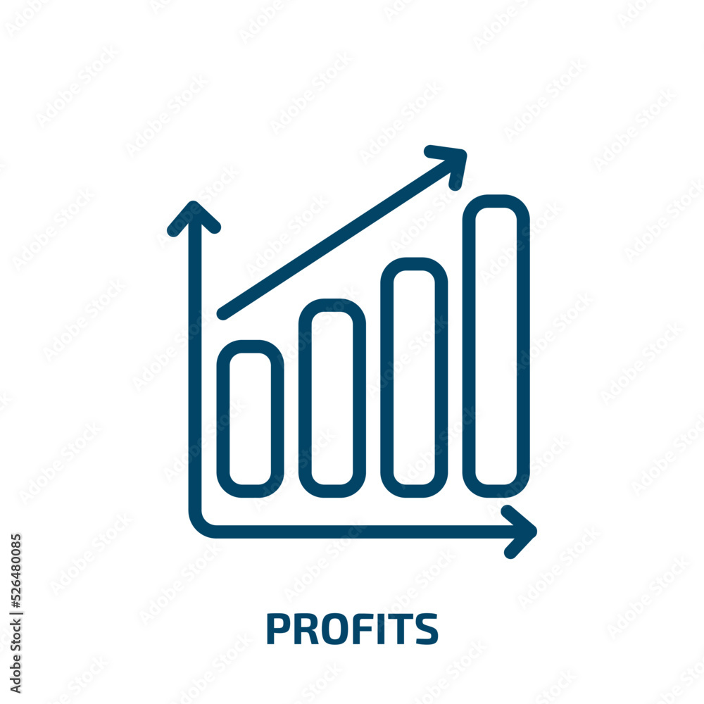 profits icon from success collection. Thin linear profits, business, profit outline icon isolated on white background. Line vector profits sign, symbol for web and mobile