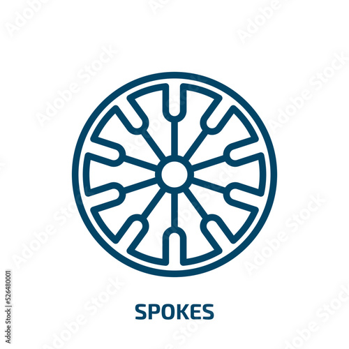 spokes icon from sew collection. Thin linear spokes, spoke, wheel outline icon isolated on white background. Line vector spokes sign, symbol for web and mobile