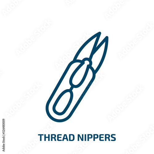 thread nippers icon from sew collection. Thin linear thread nippers, button, sewing outline icon isolated on white background. Line vector thread nippers sign, symbol for web and mobile