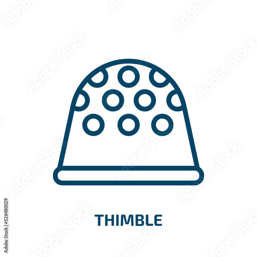 thimble icon from sew collection. Thin linear thimble, tailor, pin outline icon isolated on white background. Line vector thimble sign, symbol for web and mobile
