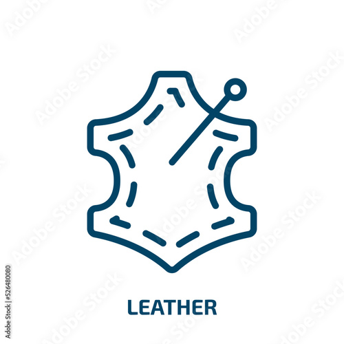 leather icon from sew collection. Thin linear leather, label, equipment outline icon isolated on white background. Line vector leather sign, symbol for web and mobile