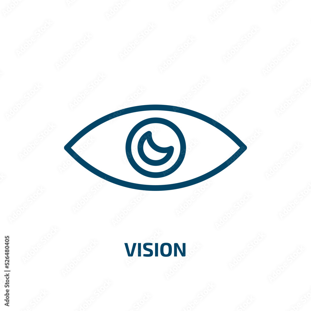 vision icon from success collection. Thin linear vision, eye, eyeball outline icon isolated on white background. Line vector vision sign, symbol for web and mobile vision icon from success collection. Thin linear vision, eye, eyeball outline icon isolated on white background. Line vector vision sign, symbol for web and mobile