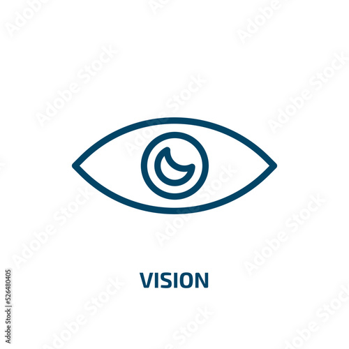 vision icon from success collection. Thin linear vision, eye, eyeball outline icon isolated on white background. Line vector vision sign, symbol for web and mobile