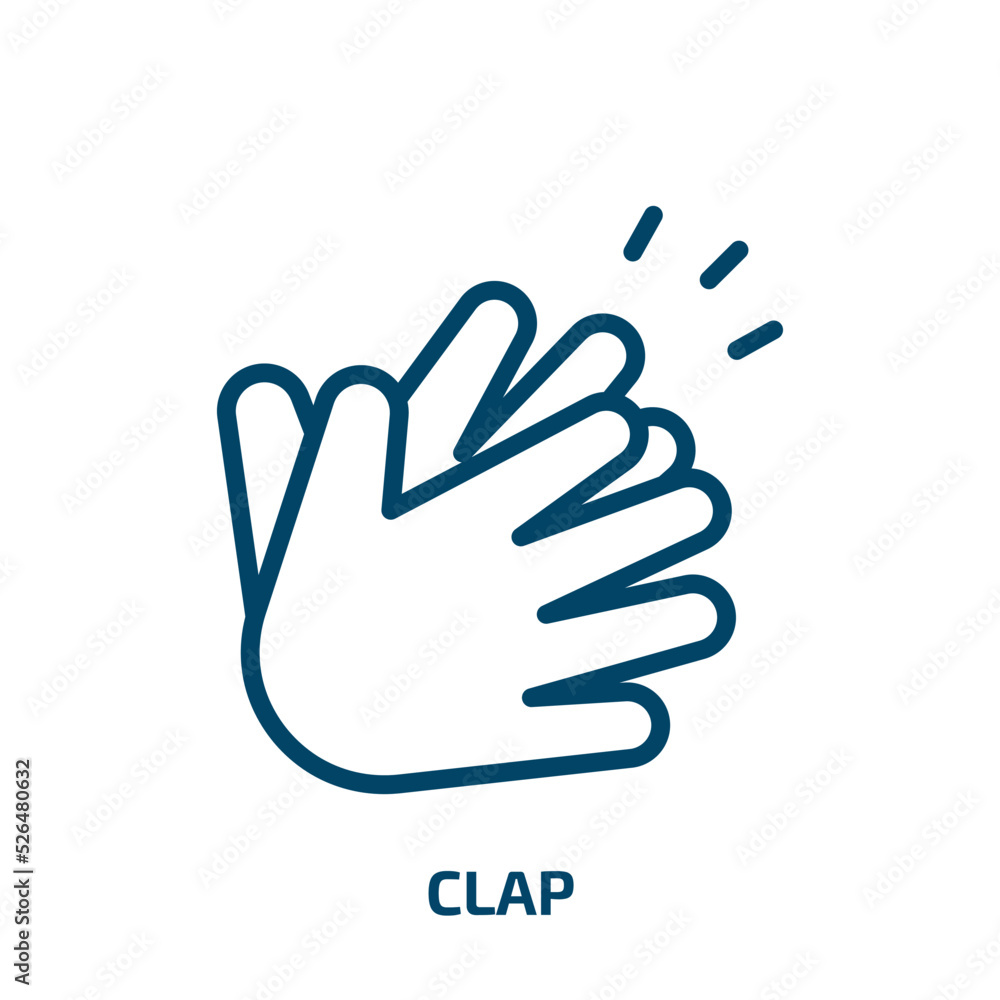 clap icon from startup stategy and success collection. Thin linear clap, hand, media outline icon isolated on white background. Line vector clap sign, symbol for web and mobile clap icon from startup stategy and success collection. Thin linear clap, hand, media outline icon isolated on white background. Line vector clap sign, symbol for web and mobile