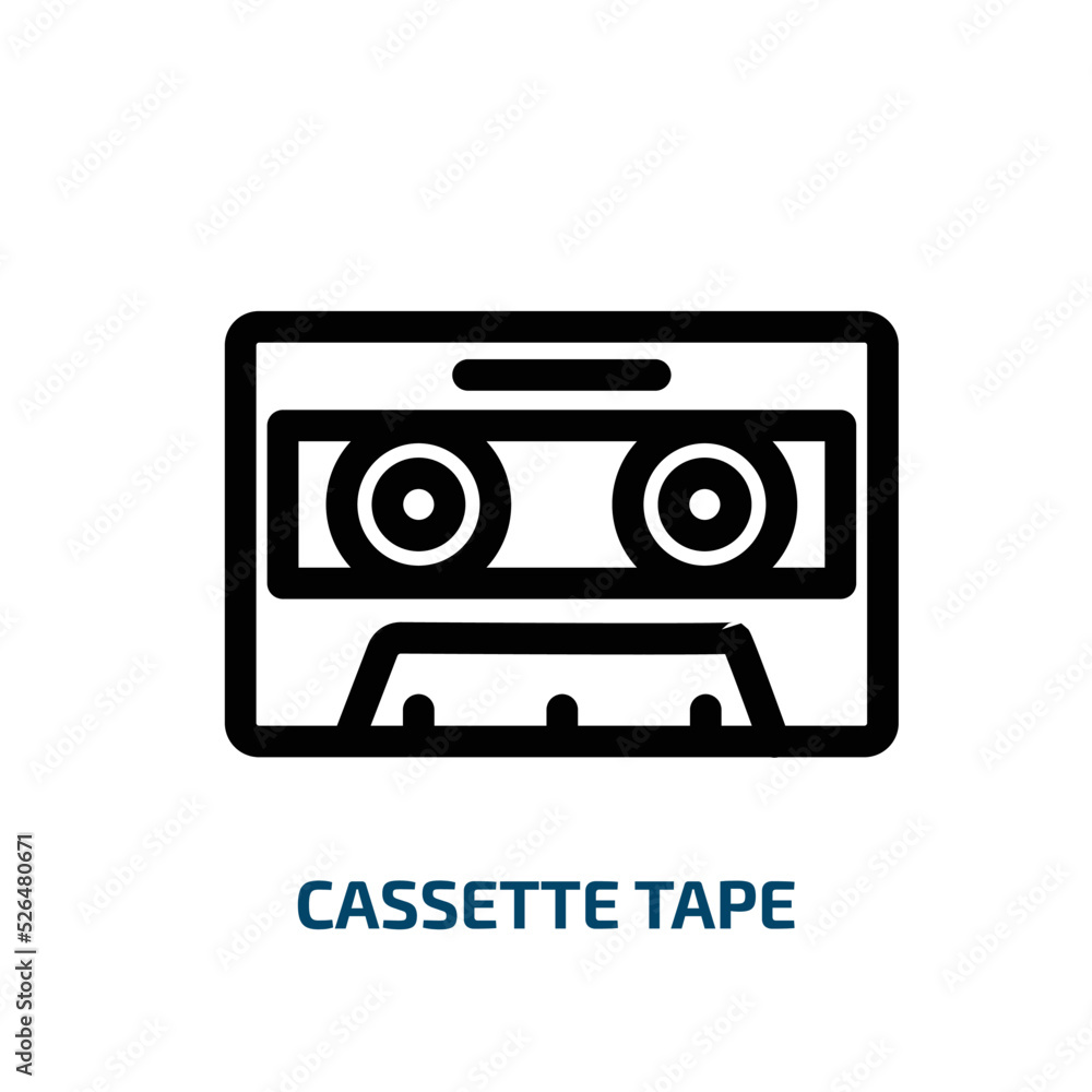 cassette tape icon from technology collection. Thin linear cassette tape, sound, music outline icon isolated on white background. Line vector cassette tape sign, symbol for web and mobile cassette tape icon from technology collection. Thin linear cassette tape, sound, music outline icon isolated on white background. Line vector cassette tape sign, symbol for web and mobile