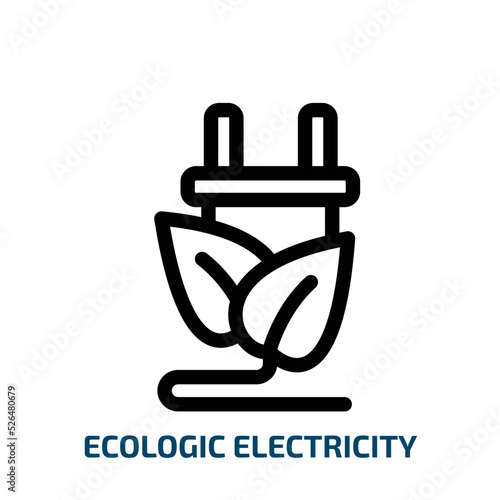 ecologic electricity icon from technology collection. Thin linear ecologic electricity, energy, ecology outline icon isolated on white background. Line vector ecologic electricity sign, symbol for web