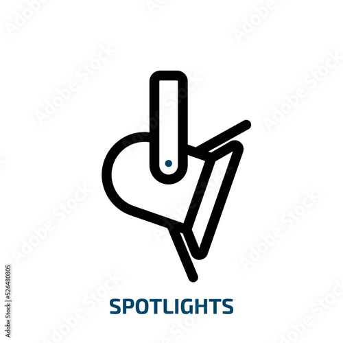 spotlights icon from technology collection. Thin linear spotlights, studio, decoration outline icon isolated on white background. Line vector spotlights sign, symbol for web and mobile